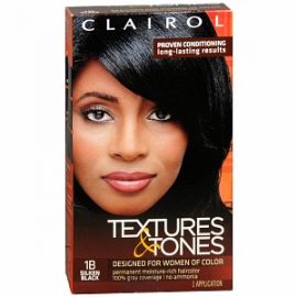 Clairol Textures & Tones Permanent Hair Color, 1B Silken Black